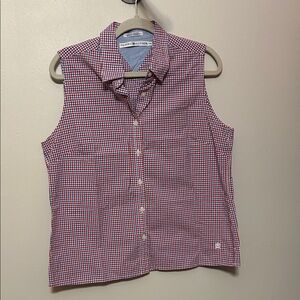 Tommy Hilfiger Red and Blue Gingham Sleeveless Top